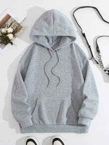 Custom Christmas Apparel, Personalized Women's Hoodies - Add Your Own Text (Family Photos/Group Portraits/Dinner Photos/Party Photos/Friends Photos/Selfies) To Design Your Own Personalized Prints, Couple Photos, Anniversary Gifts, Autumn/Winter Women's Wear, Fall Women's Wear, Winter Women's Wear, Sweatshirts - Grey - View 2