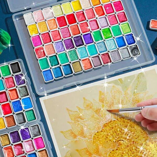 Conjunto de aquarela de 60 cores com pó dourado perolado em tubo de 0,03 oz - para nail art e caligrafia