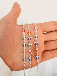 Colorful Butterfly Bracelet With Zirconia 925 Sterling Silver - bướm đầy màu sắc - Xem 2