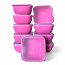 Kit With 10 Square Food Organizer Box Pots 1 Liter Household Utility Lunch Box Container Colorful - 粉色 - 查看 2