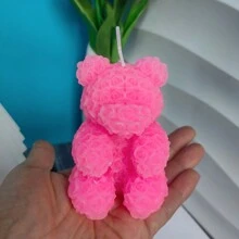 1pc Rose & Bear Shaped Artisanal Scented Candle, With Slight Color Variance Gifts Birthday Graduation - Multicolor - View 10