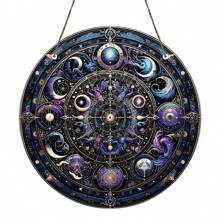 1pc, Đồ trang trí cửa sổ bằng acrylic nhuộm màu 5D giả, Tấm acrylic huyền bí, Đồ trang trí mặt trời hình tròn theo phong cách huyền bí, Đồ trang trí nhà cửa, Đồ trang trí sân vườn, Đồ trang trí treo ngoài trời, Quà sinh nhật cho những người yêu thích huyền bí - Nhiều màu - Xem 2