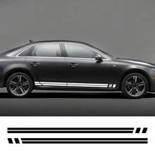 适用于奥迪 A4 B8 B9 B7 8W 8K 8E Avant Quattro Allroad TFSI 2 件车门贴纸侧裙饰条乙烯基贴花条纹汽车配件 - 210x8cm/82.67x3.14inch - 查看 10