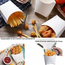 50/20/10pcs/1pc White French Fry Boxes, French Fry Holder, Mini French Fry Fryer, French Fry Stand, Disposable Popcorn Cups, Takeout Boxes, Suitable For Malls, Birthdays, Christmas