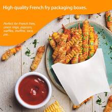 50/20/10pcs/1pc White French Fry Boxes, French Fry Holder, Mini French Fry Fryer, French Fry Stand, Disposable Popcorn Cups, Takeout Boxes, Suitable For Malls, Birthdays, Christmas