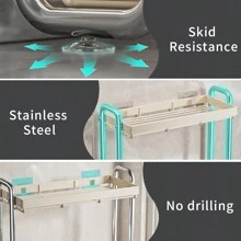 Stainless Steel Bowl & Plate Storage Rack, Kitchen Narrow Counter Dish Drainer, Multi-Function Cutlery Organizer Box - Grey - View 8