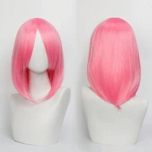 40英寸短款合成假发，带刘海，男女通用，适合男士佩戴，层次感直发，无胶耐热纤维，高密度，外观自然