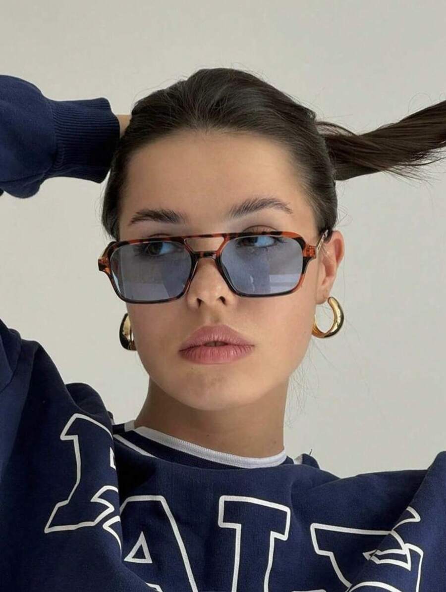 Colored Lens Glasses. New Model Sunglasses, 100% UV Protection. - Màu xanh lam - Xem 1