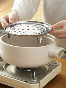 1 件不锈钢蒸盘，加厚隔水蒸架，食物蒸锅架，厨房蒸盘架