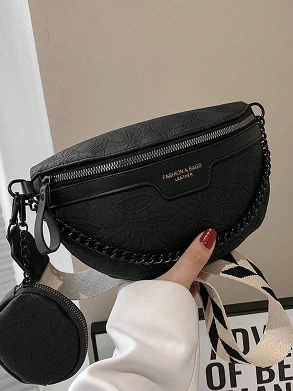 1pc Embossed PU Fashion Multifunctional Crossbody Bag, Waist Bag, Unisex Versatile Convenient Pouch