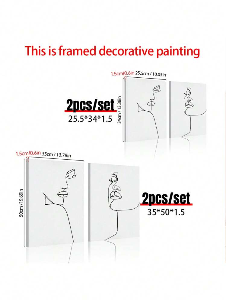 2PCS Stick Figure Frameless Paintings, Modern Canvas Wall Art, Posters For Room, Room Decoration Stuff, Home Decor ,Room Decor Aesthetic, Western Decor, Bathroom Kitchen Living Room Bedroom Office Decor - Black and White - View 3
