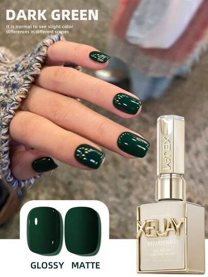 1pc 15ml Dark Green Gel Nail Polish Starter Pure Soak Off No Wipe Nail Gel Polish Suitable For All Seasons Nails