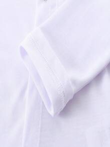 KIMOCAT Baby Boy Solid Color Long Sleeve Bodysuit For Spring/Autumn - White - View 4