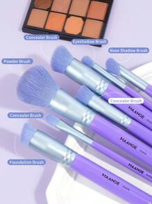 MAANGE 7Pcs Professional Facial Makeup Brush Set With Foundation Brush Concealer Brush Powder Brush Blush Brush Eyeshadow Brush Nose Shadow Brush Contour Brush,Makeup Tools With Soft Fiber For Easy To Carrying,Brush For Travel,Gift For Women&Girls - 紫色 - 查看 10