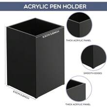 Customized Name High-End Acrylic Pen Holder Durable Pencil Cup Stationery Holder Minimalist Desk Organizer For Office Study Modern Multifunctional Design Sturdy Makeup Brush Storage Holders Easy To Clean Home Decor - Black - View 5