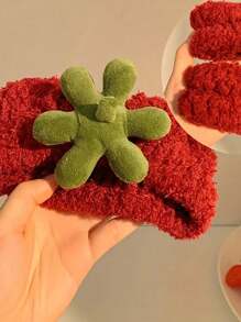 1 件头带 + 2 件腕带套装，可爱的水果卡通头带和腕带，蓬松材质美容头带，适用于洗脸、化妆、面膜，纯色设计毛绒发饰 - 彩色 - 查看 7