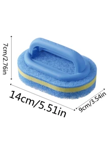 Powerful Sponge Scrub Brush For Multi-Purpose Cleaning, Including Bathroom, Kitchen And Floor, With Productivity For Cleaning Oil Stain On Bath Tub, Tile, Stove And Glass - Blue 3-layer Sponge Handle Brush - View 6