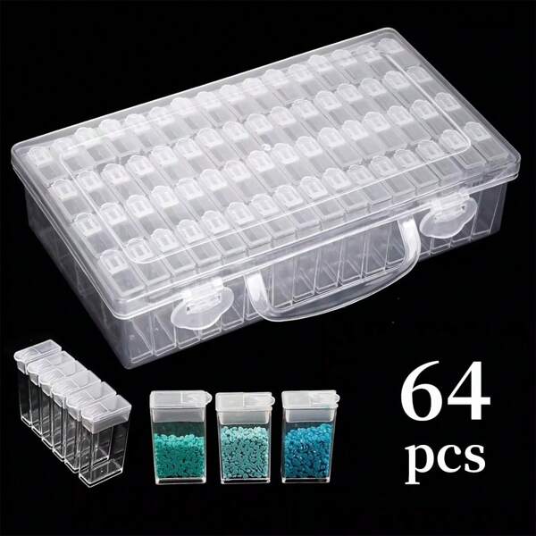 1 Set de 32/40/64 Compartimentos Cajas de Almacenamiento de Herramientas y Cuentas para Pintura de Diamantes, Estuche de Bordado de Diamantes, Cajas de Almacenamiento de Arte de Diamantes con Contenedores para Joyería, Cuentas, Manualidades, Arte de Uñas y Semillas, Regalo Festivo, Regalo de Navidad
