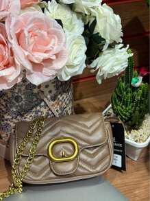 Women's Mini Crossbody Bag Chain Strap Party Bag - Khaki - View 1