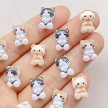 20/50/100pcs Mixed Random Mini Cartoon Fish Nail Art Decorations, Resin Nail Studs For DIY Manicure, Cute Nail Jewelry Accessories - Cat - View 6
