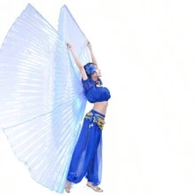 帶伸縮棒的成人彩色肚皮舞翅膀，舞蹈表演服裝和披肩 - 無色 - 查看 5