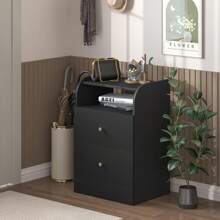 Nightstand With Two Drawers Black Bedside Table Chest Of Drawers With Opening Storage Rack,3 Tiers Modern Night Table For Bedroom Small Spaces Storage Furniture
