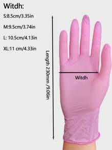 100 只一次性粉色丁腈手套，防水、无粉、无乳胶、多用途工作手套，适用于烹饪、厨房、浴室、家居、纹身、染发、宠物清洁、家居用途 - 粉色 - 查看 9