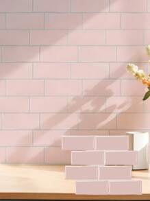 10pcs Faux Ceramic 3D Wall Stickers, Removable & Easy To Install, Waterproof Self-Adhesive Wall Paper, Suitable For Kitchen, Furniture Renovation, Bathroom, Room Decor, Holiday Party Background