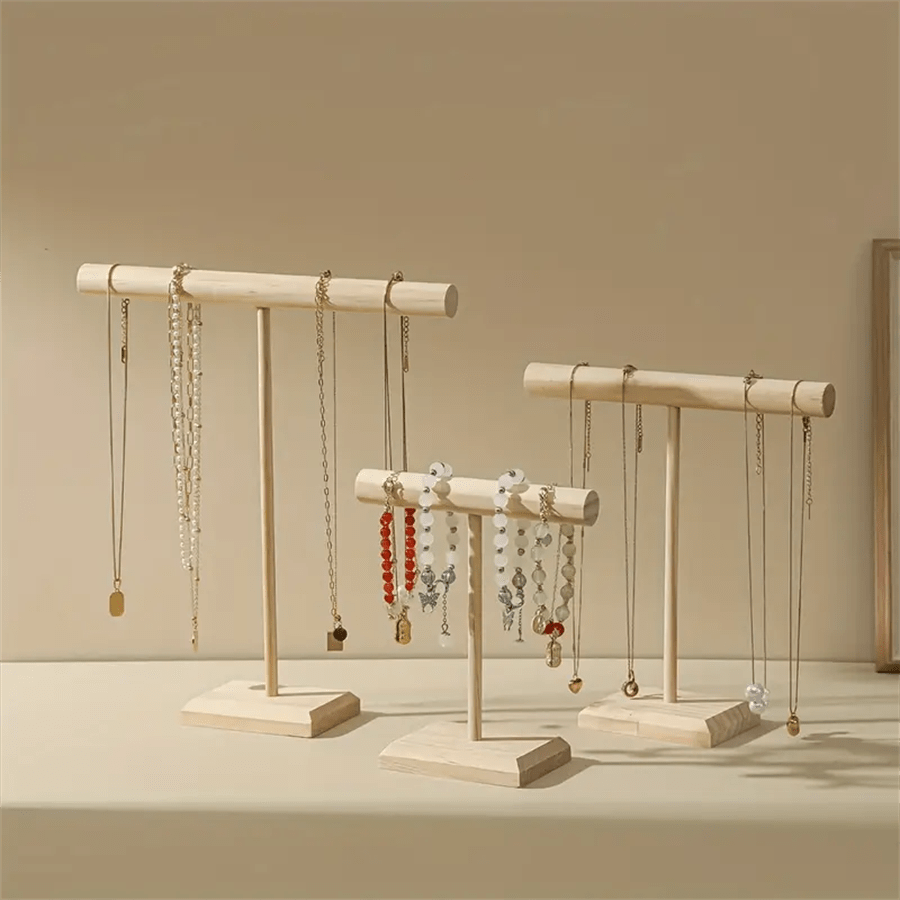 Expositor de pulseiras de madeira, suporte para colares, organizador de joias, vitrine de pulseiras, suporte de exibição de joias para bancada de varejo