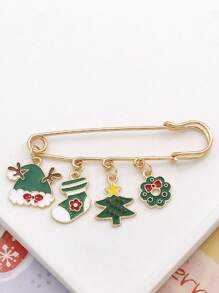 Set de 1/5 broches navideños - Árbol de Navidad, Muñeco de nieve, Copo de nieve, Calcetín y patrones de Renos - Pines de metal de aleación, adecuados para ropa y mochilas - Regalo perfecto para las fiestas