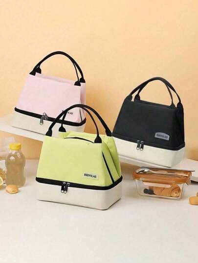 1pc New Dopamine Large Capacity Double Lunch Bag Waterproof Portable Lunch Box Bag Cationic Large Insulated Bag Ice Bag Thickened Picnic Bag Thermal Cooler Lunch Box Bag Picnic Travel Outdoor Summer Beach Women's Picnic Bag Thermal Lunch Bag Multi-Functional Picnic Bag Commuter Bento Bag Lunchbox Lunch Bag Women School Teacher Camping Back To School Cooler Bag Classroom Kitchen Insulated Lunch Bag Travel Essentials Woman For Women Ladies