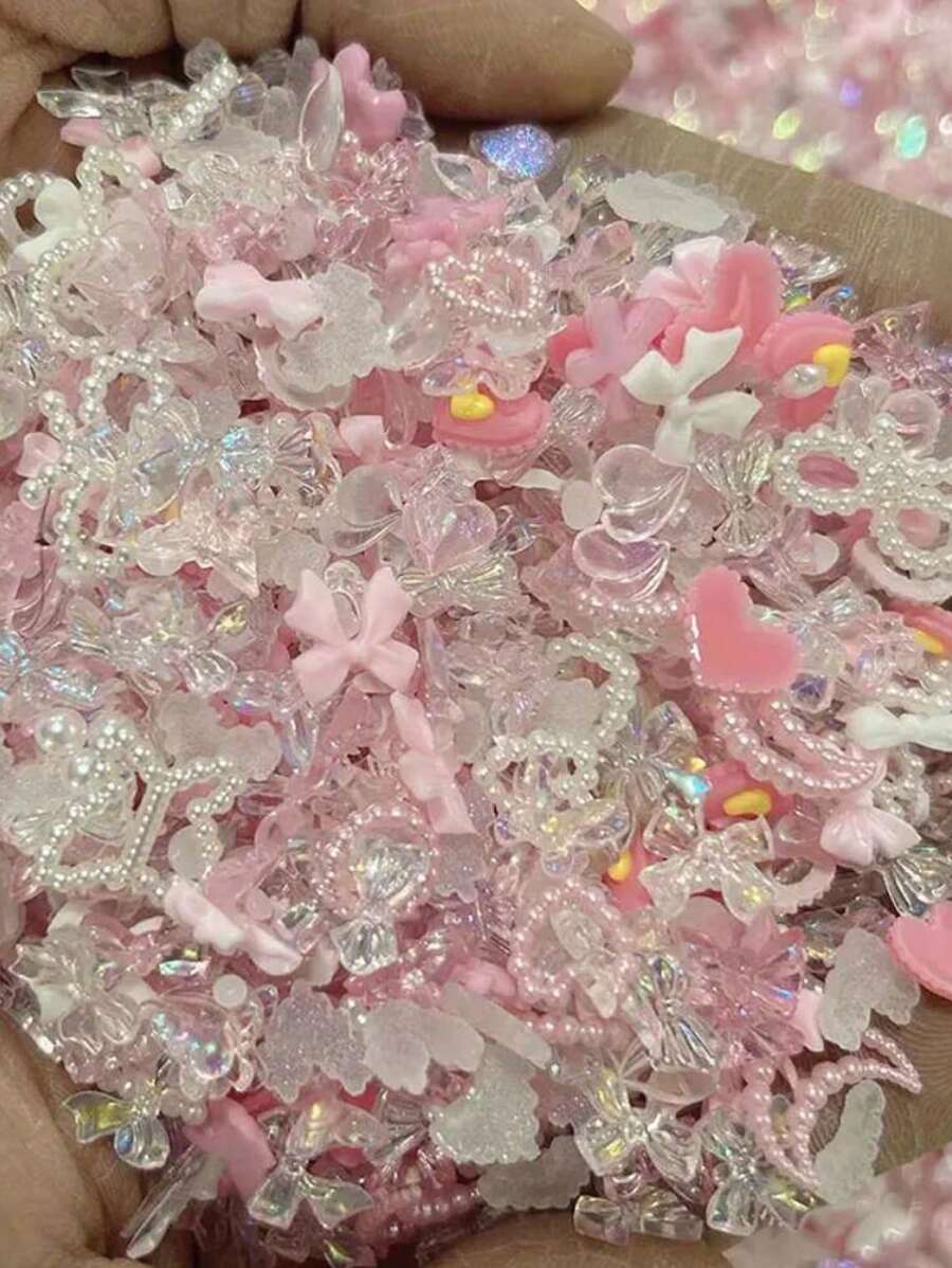 50 件混合风格美甲饰品，美甲装饰配件，美甲用品，女士和女孩适用（随机）指甲美甲宝石 - 彩色 - 查看 1