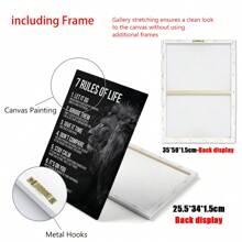 1pc Canvas Art Print Without Frame, Retro Style Inspirational Quote With 7 Rules For Life And A Black-And-White Picture Of A Lion As An Ideal Gift For Bedroom Wall Decor,Wall Art,Poster - Multicolor - View 10