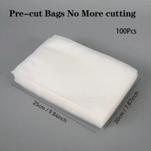 100 piezas Bolsas para selladora al vacío, reutilizables, bolsas para máquina de sellado al vacío, bolsas de embalaje al vacío, bolsas de sellado al vacío para conservación de alimentos, suministros de cocina para el hogar, para uso al aire libre, camping