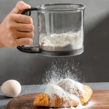 1pc Press Automatic Flour Sieve Semi-Automatic Handheld Flour Sieve Baking Tool Hand Press Cake Flour Sieve Filter Sieve - Multicolor - View 6