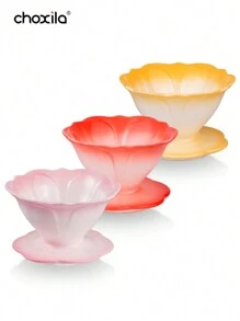 choxila 1pc Ceramic Lotus Flower Shaped Coffee Filter Cup, Suitable For V01 Filter Paper, Essential For Back To School Season - Lotus Ceramic Filter Cup - View 3