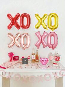 4个/套 XOXO 字母气球，适用于婚礼、婚礼场地装饰、求婚派对装饰、婚宴装饰、背景装饰、新娘送礼会装饰、生日派对装饰、情人节 DIY 装饰、情人节派对 - 彩色 - 查看 7