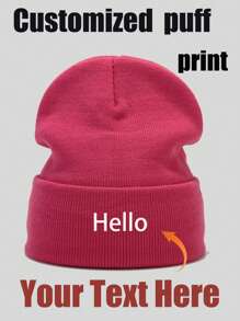 [Personalizzato] 1 pezzo Berretto unisex personalizzato con testo, nome o logo, berretto lavorato a maglia con bordo arrotolato, adatto per uso quotidiano e può essere regalato ad amici, familiari e amanti. Colorato, carino, adorabile, divertente, kawaii, stile Y2K, elegante, unisex, casual, personalizzato, unico, regali ideali per lui, regali ideali per lei, lei, ragazzo, ragazza, famiglia, amici