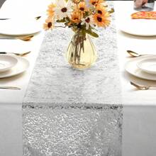 1 pezzo Lussuoso Runner da tavolo dorato, Runner da tavolo in stile rete dorata, adatto per feste, matrimoni, decorazione da tavolo