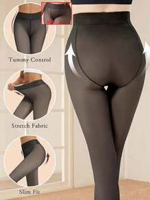 1pc Women's 200g Thermal Black Thermal Lined Tights/Pantyhose,Warm Tights,Thickened Fleece Stockings,Translucent,High Elastic,Sexy Slim Fit Leggings,Soft And Smooth,Fashionable Leg Slimming,Suitable For Fashionista Girl,Young Lady,Teenager,-10~10°C,Autumn/Winter Tights,Party,Disco,Various Holidays, Sports, Leisure, Business And Other Daily Wear.