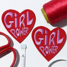 1pc Girl Power Embroidered Heart-Shaped Patch - Multicolor - View 1