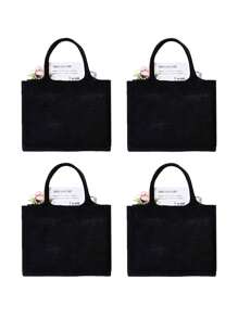1/2/3/4/5/6/8pcs/SetBlack Linen Handbag Tote, Can Be Diy Designed To Stimulate Imagination, Simple And Elegant, Personalized Bridesmaid Wedding Gift Bag, Makeup Bag, Travel Simple Storage Bag, Solid Color Cosmetics Wallet, Large Capacity Travel Makeup Bag