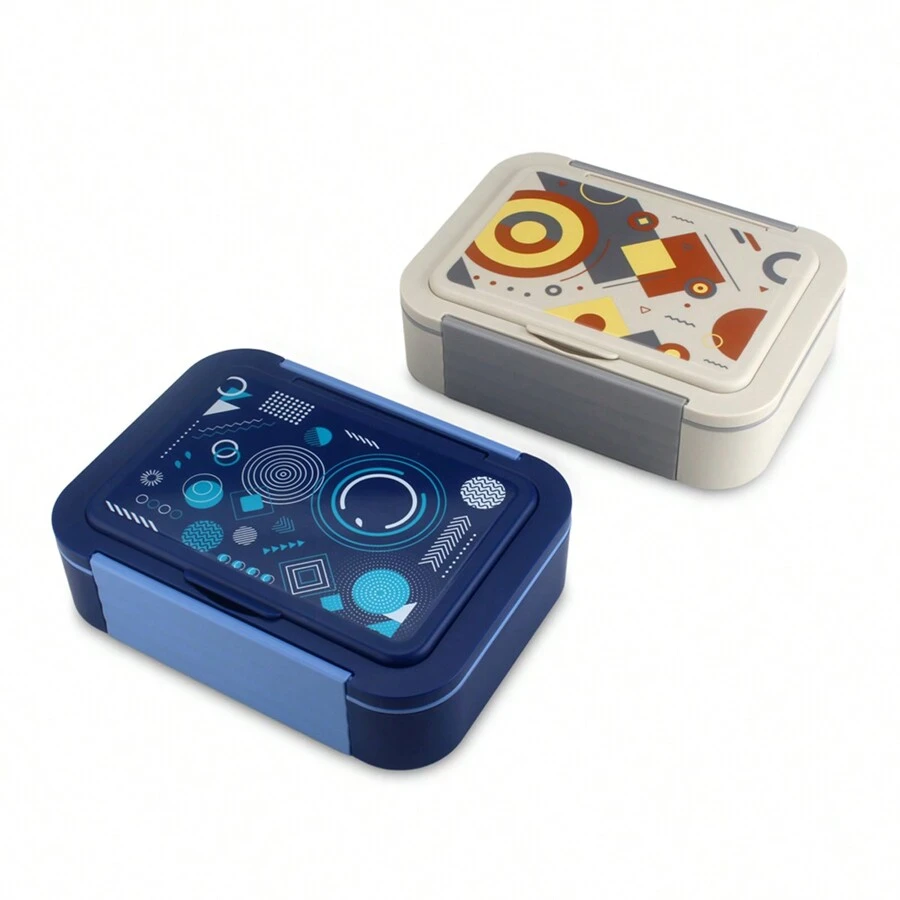 1 个塑料 3 格便当盒 - 彩色 - 查看 1