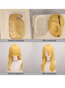 动漫角色扮演假发 公主假发 黄金色长卷发角色扮演假发 女孩合成假发 黄色卷发角色扮演假发 万圣节派对角色扮演假发 - 金色 - 查看 6