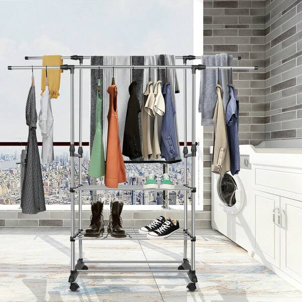 Séchoir à linge, support aux quatre coins, pour assurer la stabilité et la fiabilité du support 3 couches