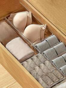 16抽屉桌面化妆品收纳盒透明梳妆台收纳盒多隔层珠宝小物件收纳精致收纳盒防摔适合存放各种小物品 - 彩色 - 查看 3