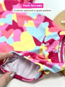 Girls' Swimsuit And Shorts Kit UV Protection Beach Swimming Pool Bathing Suit Beach Cover-Up - Hồng - Xem 4