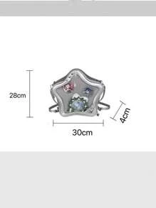 Sac à dos polyvalent de style universitaire pour les filles, style casual de danse Cosplay, style Lolita avec étoile à cinq branches transparente, grande capacité, design mignon, style Harajuku japonais