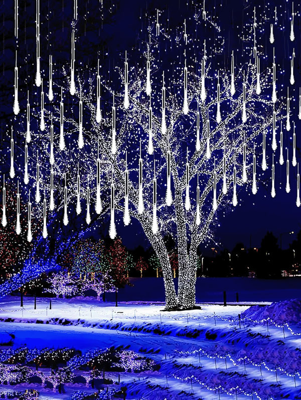 1 Confezione di Luci a cascata a forma di Pioggia di Meteore - Luci a LED a forma di Ghiaccioli, Neve Che Cade, Luci a Cascata per Giardino, Matrimonio, festa all'aperto, Luci a Cascata a Forma di Neve e Pioggia di Meteore, Miglior Regalo