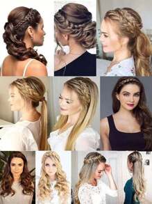 Woven Synthetic Hair Extensions, Natural Hair Extensions, Suitable For Braiding, Wide Fishbone Thigh Braided Elastic Loose Hair Band For Girls